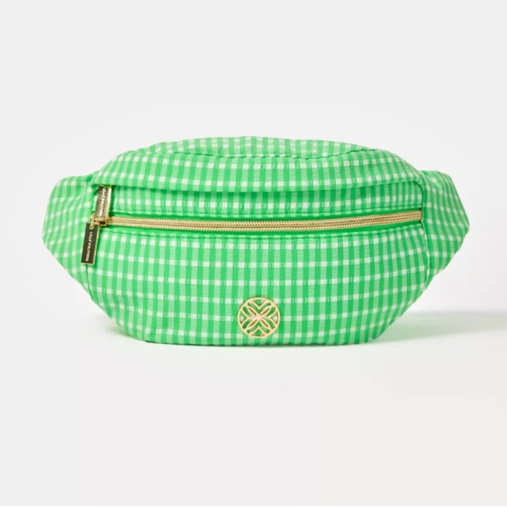 Lilly Pulitzer Gleanna Belt Bag-Fauna Green Performance Gingham-NWT In Package - Picture 5 of 14